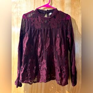 Xhilaration High-Collared Lace blouse size L